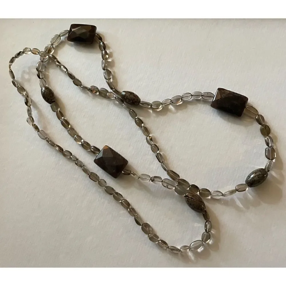 VNT Grounding  Smoky Guartz “ Night” Long Necklace